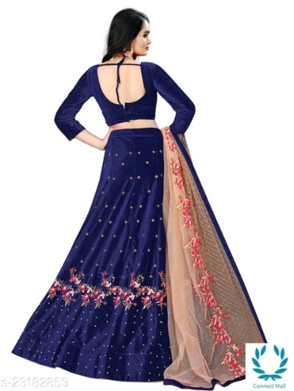 Beautiful Semi Stitched  lehenga Choli - Free Size, Purple, Velvet, Dupatta Fabric : Net, Embroidered, Multipack :1